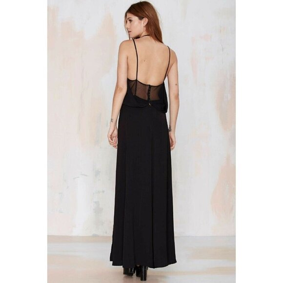 Six.Crisp.Days Nasty Gal Women's Black Deuces Are Wild Crepe Maxi Dress size L - Picture 4 of 16